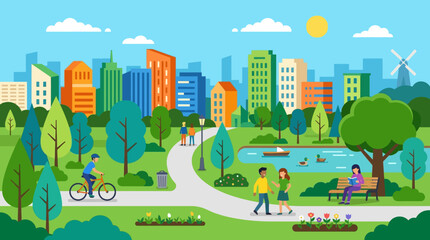 Fototapeta premium City Park Green Urban Landscape.