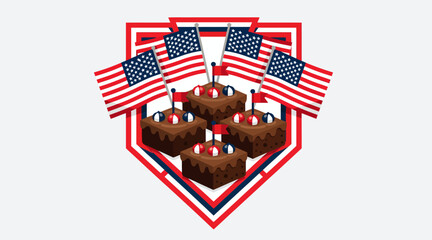 Obraz premium american birthday cupcakes with flags