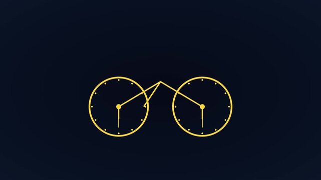 Minimalist bicycle animation made of clocks, time cycling concept, abstract motion on dark 4k background