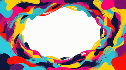 Obraz premium Abstract Colorful Paint Splatter Border Frame with Copy Space