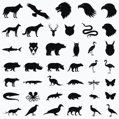 Fototapeta premium Collection of animal silhouettes