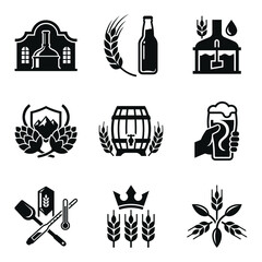 Fototapeta premium Beer brewery icons and symbols.