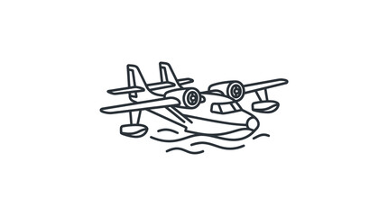 Seaplane floating on the water surface. © Mami