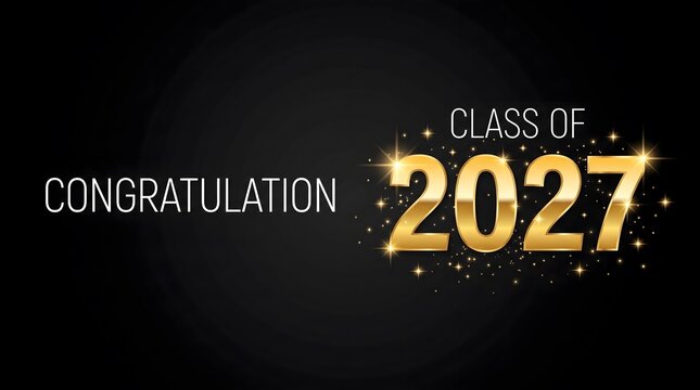 Congratulations class of 2027 glittery gold graduation banner