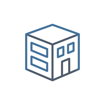 Simple Blue Building Icon Design.