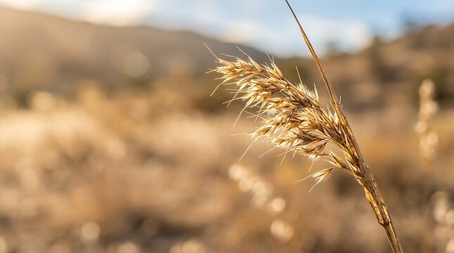 Dry grass in parched landscape during summer heat wave