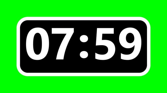 Digital timer clock motion on green screen location sal for time