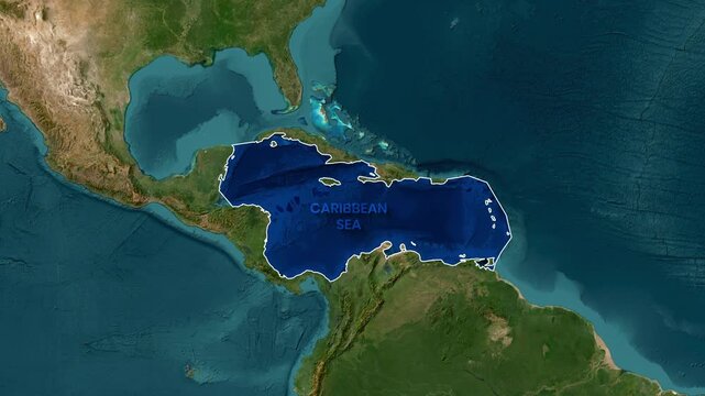 Satellite view of Caribbean Sea motion animation footage