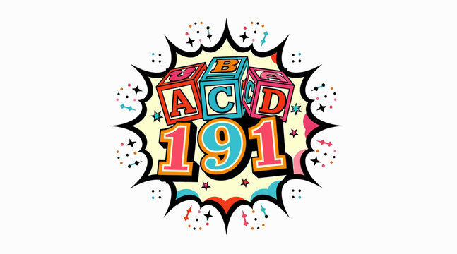 ABC blocks with numbers and comic explosion