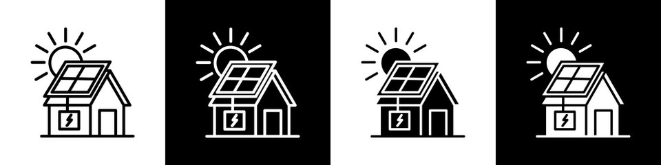 Solar energy black and white icon design concept © okta