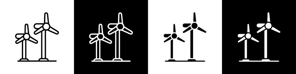 Wind turbine black and white icon design concept © okta