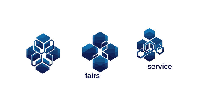 Blue Cubes Representing Fairs and Service Concepts.