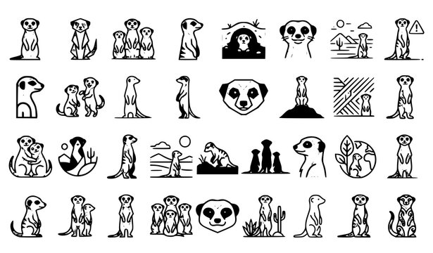 Modern Meerkat Vector Icon Pack Safari Animal Collection