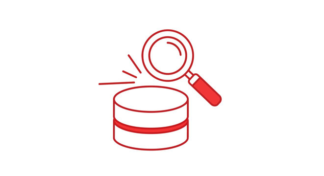 Magnifying glass on database.