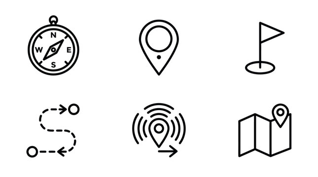 Map navigation and GPS location outline icons.