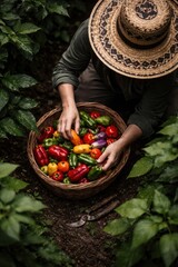 Naklejka premium Harvesting vibrant garden vegetables.