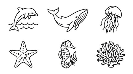 Underwater animals and coral reef icon collection © pangestu