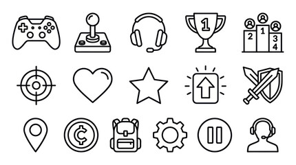 Gaming and esports line icons collection. © pangestu