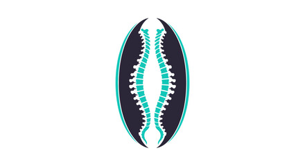 Obraz premium Minimalist Spine Design, Teal and Dark, Suggesting Anatomy, Chiropractic or Health Care