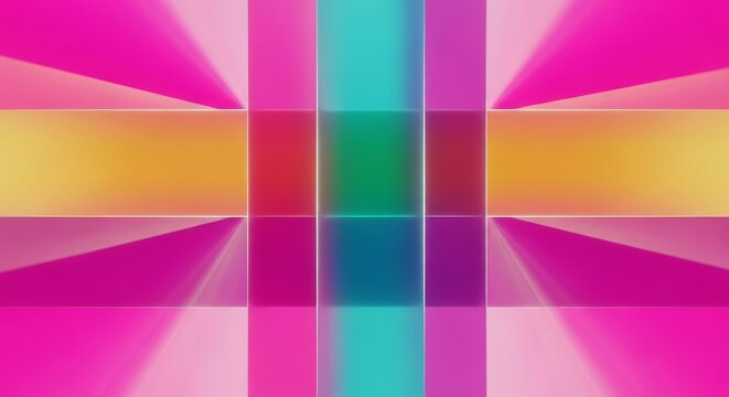 Vibrant abstract composition featuring translucent overlapping geometric bars with soft watercolor bleeds and artistic pigment diffusion effects, gradient, modern, ink
