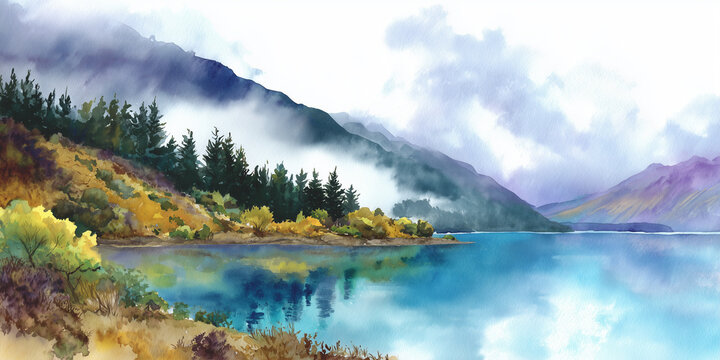 New Zealand Watercolour Landscape