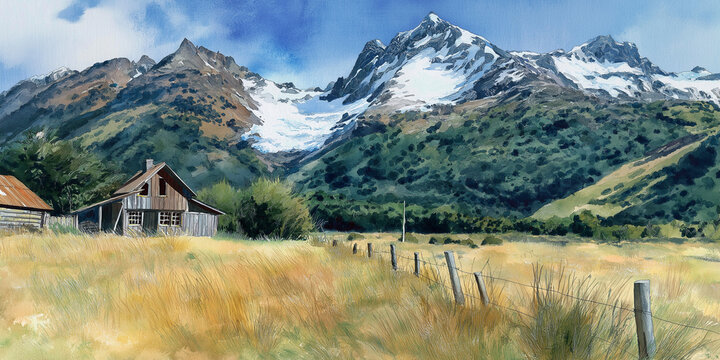 Patagonia Watercolour Landscape