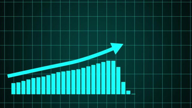 Growth chart increasing over time showing positive trend in three stages