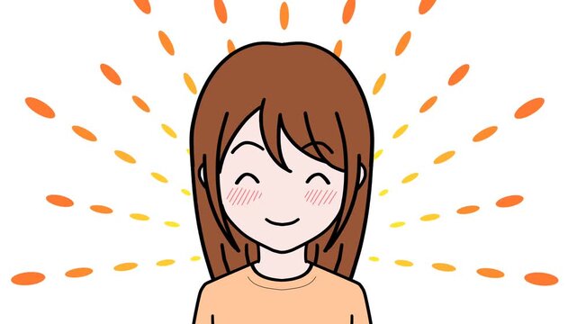 Smiling Woman with Comic Effects Loop Animation