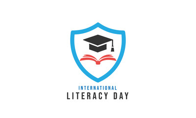 Naklejka premium International Literacy Day. background, banner, card, poster, template. Vector illustration.
