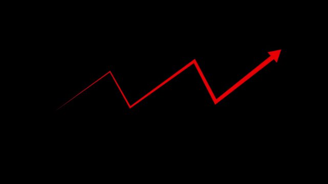 Creative Graph hand drawn arrow chart growing up. Exponential growth and Business profit increase.red arrow rising transparent channel.