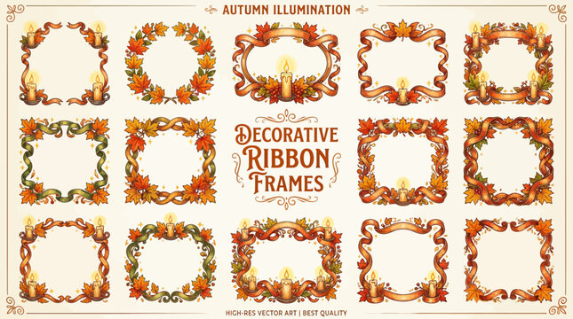 autumn leaves, decorative frames