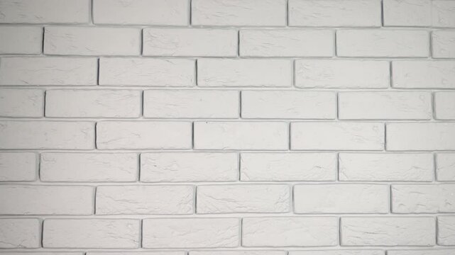 Woman's hand lifting a dumbbell during workout. Athletic woman's arm performing bicep curls with a black dumbbell against a white brick wall background, representing strength training