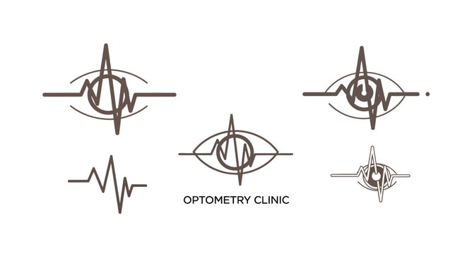 Optometry clinic logo with eye and waveform design.