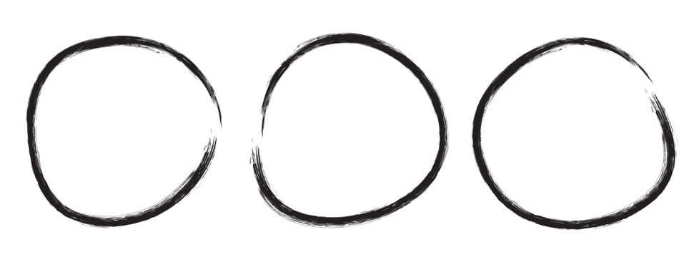 Creative vector illustration of hand drawning circle line sketch set isolated on a white background.  Circle Brush Stroke. Grunge circles brush set. Black grunge circle frames.