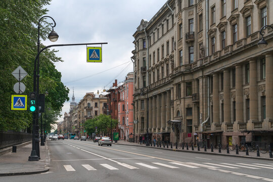 Kamennoostrovsky Prospekt in the Petrogradsky District on a sunny summer day, Saint Petersburg, Russia