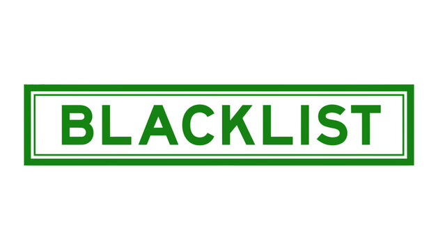 Green rubber stamp word blacklist on white background