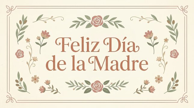 Vintage Feliz Dia de la Madre Floral Typography Greeting Card Design