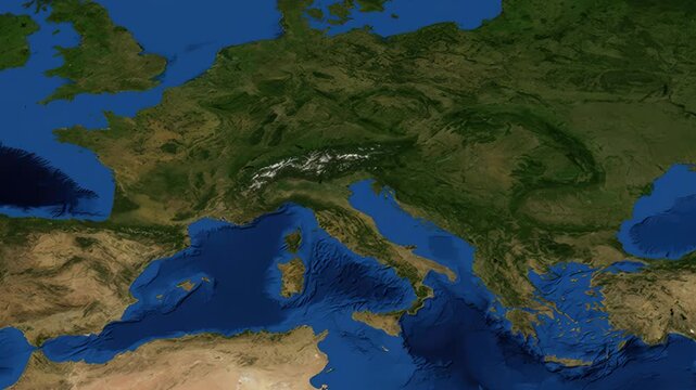 Satellite Zoom Animation From World Map To Salzburg Austria Location