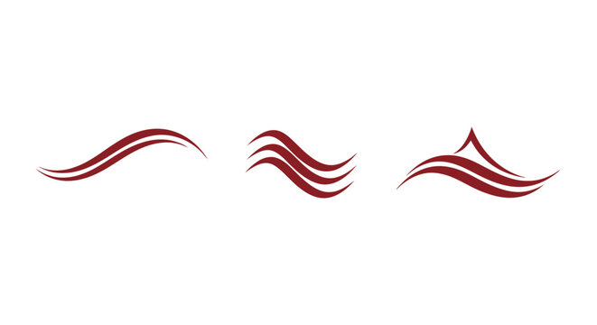Elegant red wave design with three variations.