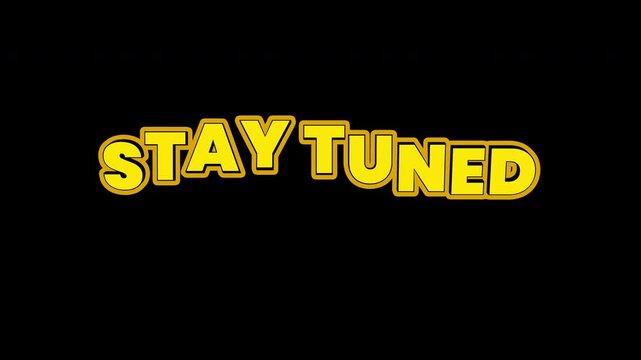 4K Stay Tuned Rotating 3D Flip Text Animation Alpha Channel