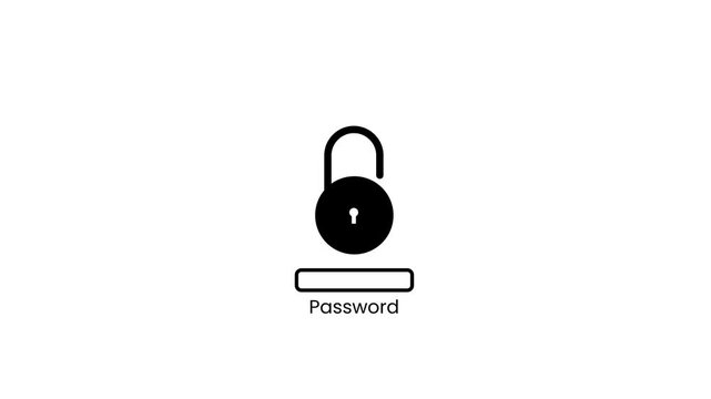 Minimalist black padlock with password text field on a clean white background for web security