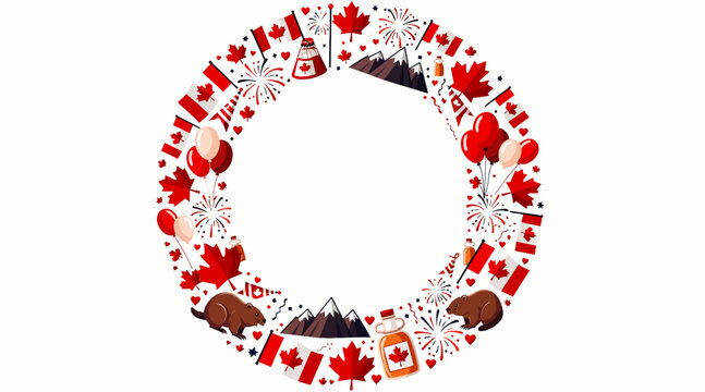 Canada national symbols circular collage