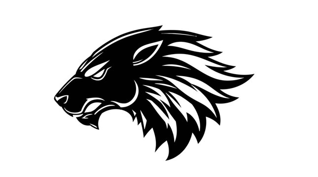 Aggressive Black Panther Head Silhouette Fierce Predator.