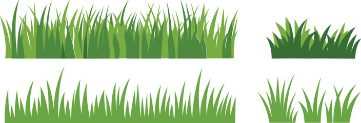 Green grass border collection, lush lawn vector illustration set for landscaping garden nature design elements isolated editable © Majnur