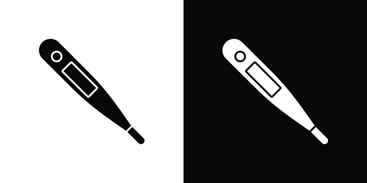 Digital thermometer icon in black and white, best for Gaphic Design