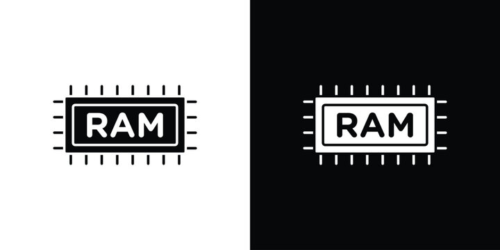 Ram memory icon in black and white, best for Gaphic Design