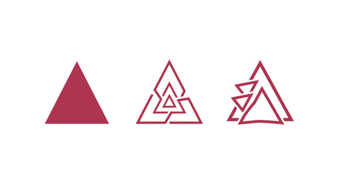 Three overlapping red triangle shapes design.