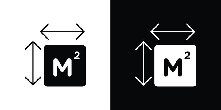 Square Meter icon in black and white, best for Gaphic Design