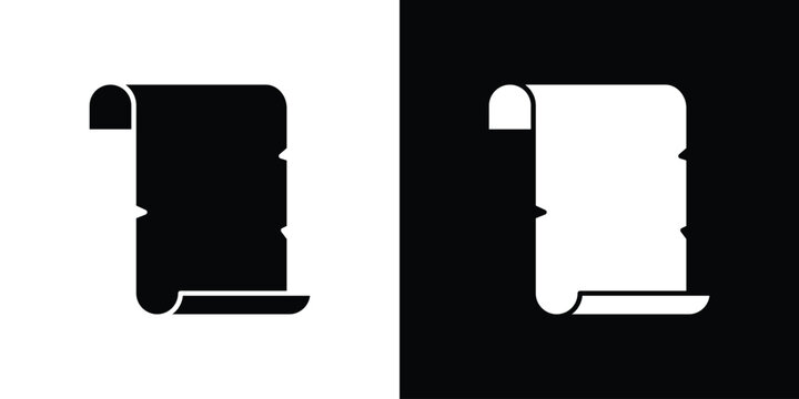 Scroll paper icon in black and white, best for Gaphic Design