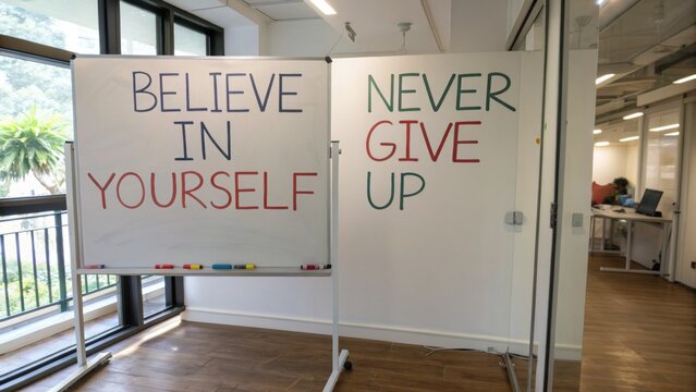 Motivational Office Wall Art with Messages to Inspire Belief and Resilience in a Modern Workspace Environment